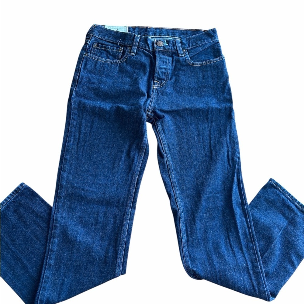 Hollister Men's Slim Straight Button Fly Front Jeans - Dark Blue Size 30X32